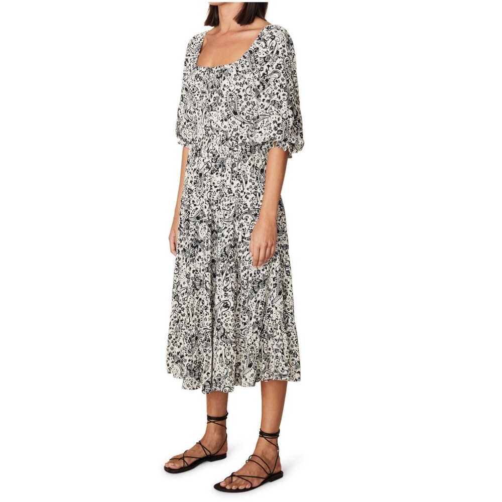 NEW Faithfull the Brand Paisley Crepe Elbow Sleeve Dress Size XS Retail $209